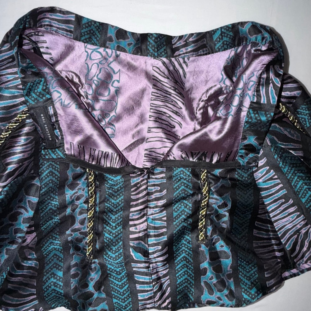 Endless Rose Mixed Animal Print Flared Mini Skirt Gold Rope Swag Size L Festival - Picture 9 of 9